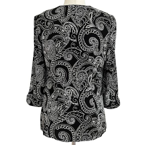 ALEX EVENINGS 2PC JACKET And TANK SET Sz M BLACK WHITE SILVER Cocktail Party - Picture 3 of 11